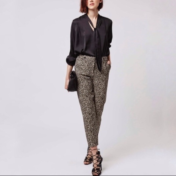 TOPSHOP Leopard Cigarette Trousers - Picture 1 of 11